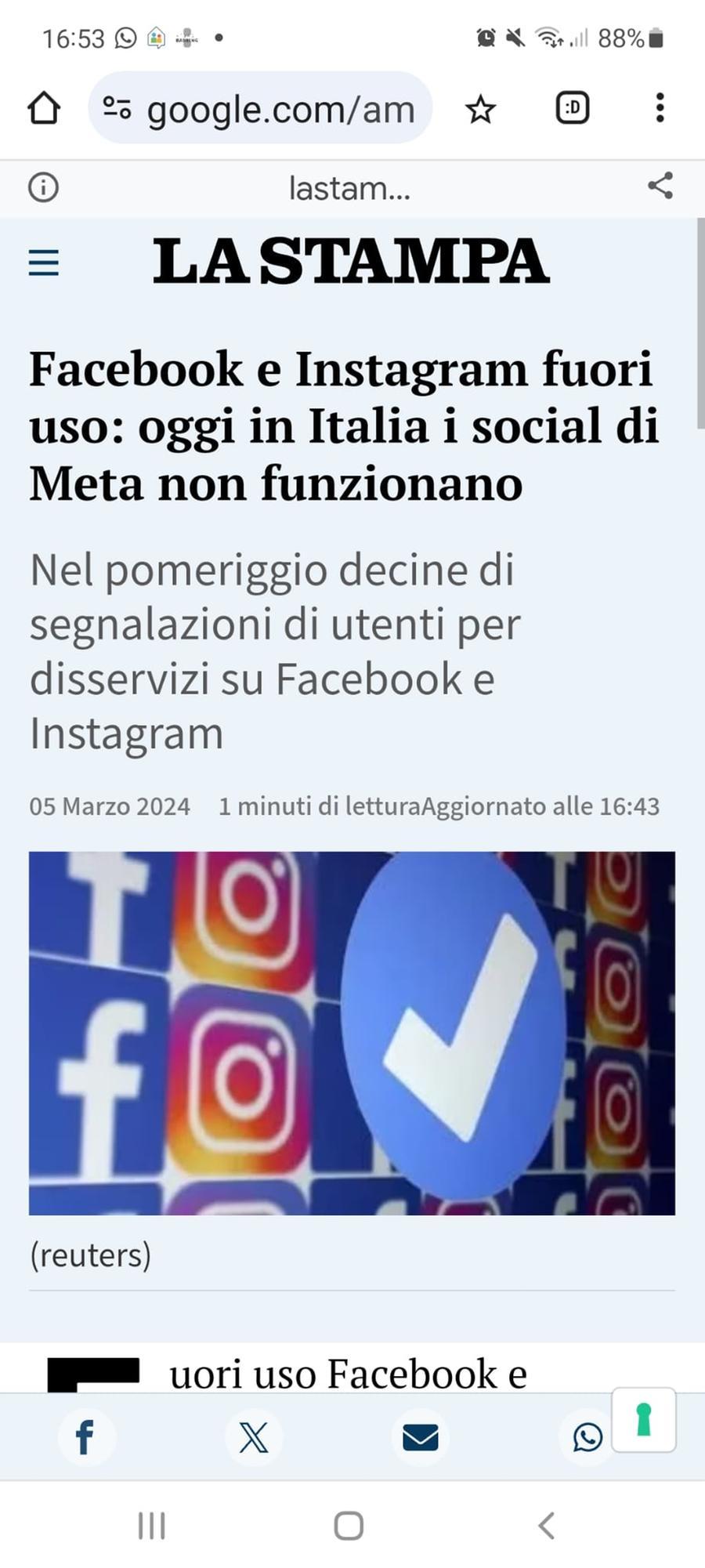 Facebook e Instagram fuori uso in tutto il territorio nazionale