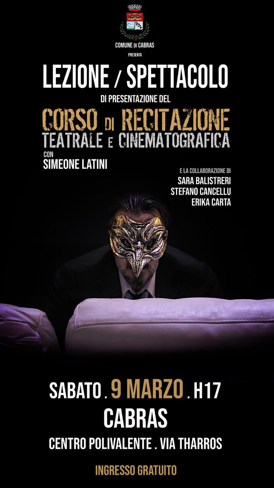 
	La locandina che reclamizza il corso di teatro e recitazione

