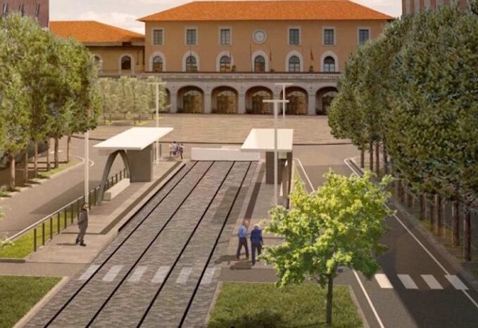 La simulazione grafica del capolinea della tramvia in viale Gramsci di fronte alla Stazione Centrale
