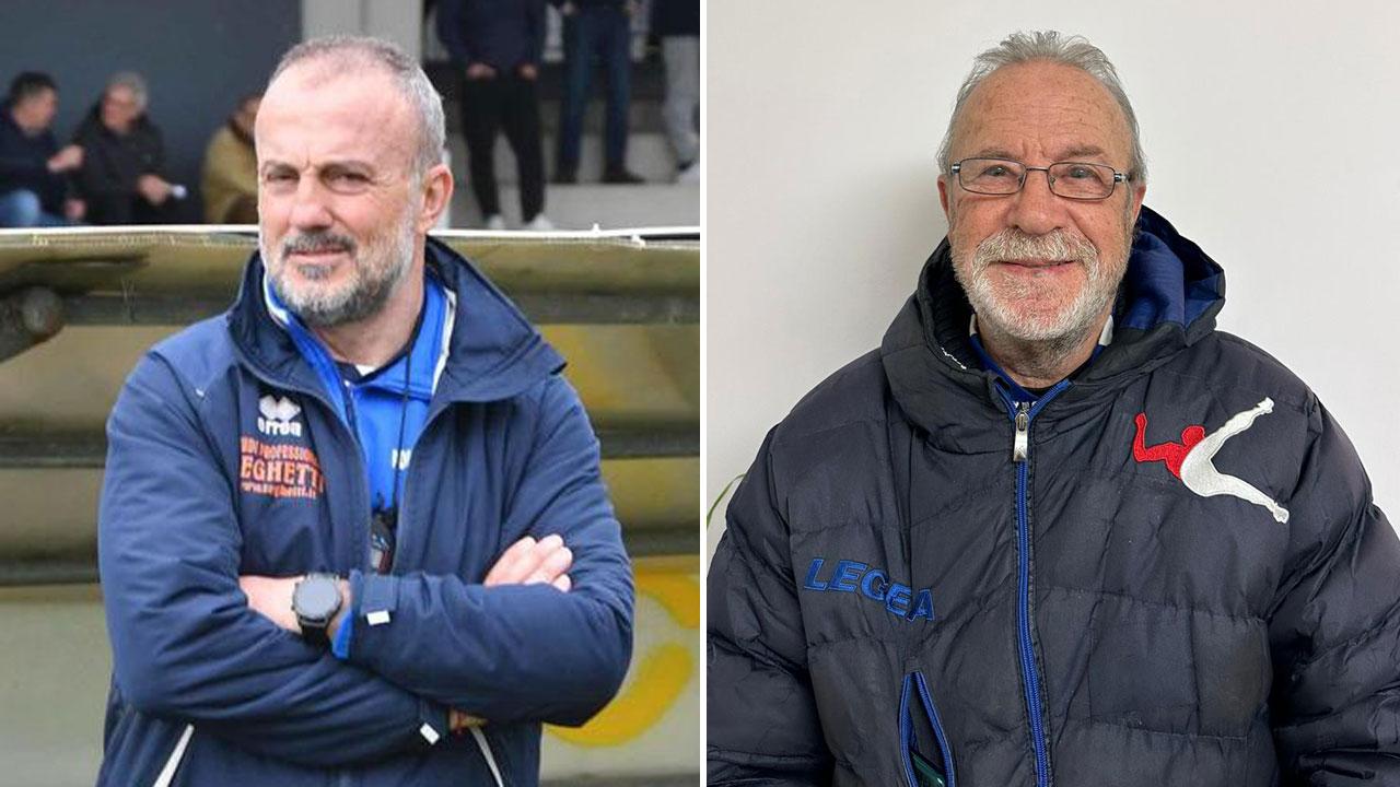 Enrico Gutili, tecnico del Ponte Buggianese e Ennio Pellegrini, nuovo mister del Montecatini