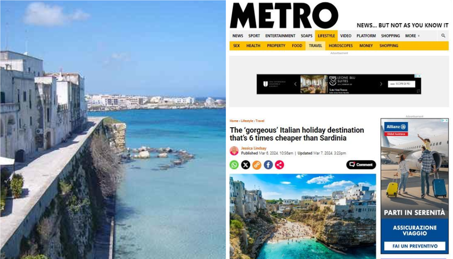 Metro, il più diffuso quotidiano britannico, boccia la Sardegna: «Troppo costosa, meglio la Puglia»