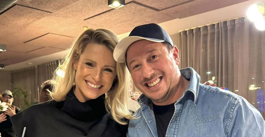 
	Michelle Hunziker con Tommaso Mazzanti (foto all'Antico Vinaio)

