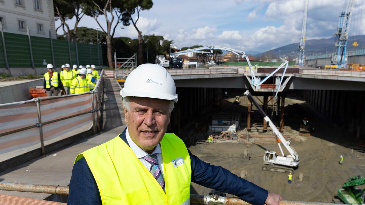 Il presidente della Regione Toscana Giani al cantiere della nuova stazione Foster