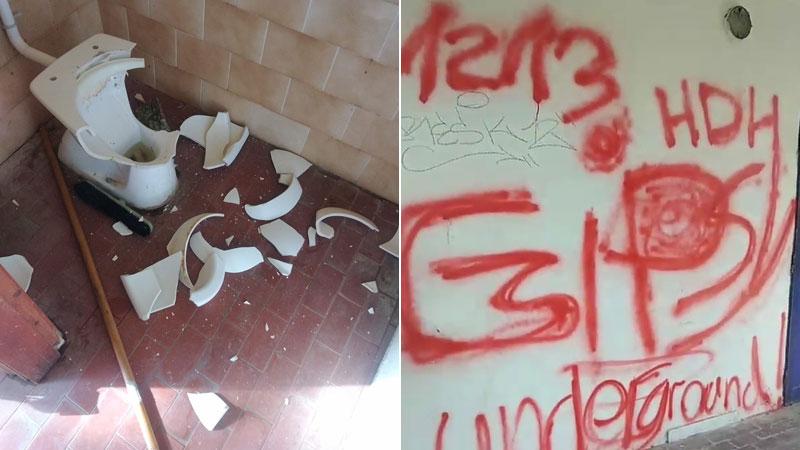 I danni nell’edificio del parco causati dai vandali