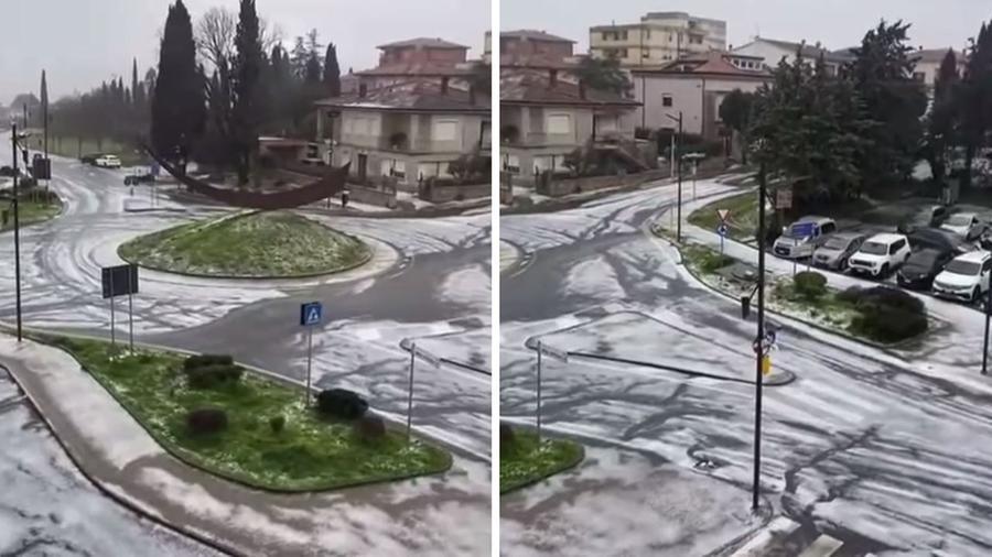 
	La grandinata a Pomarance nella mattina di luned&igrave; 11 marzo

