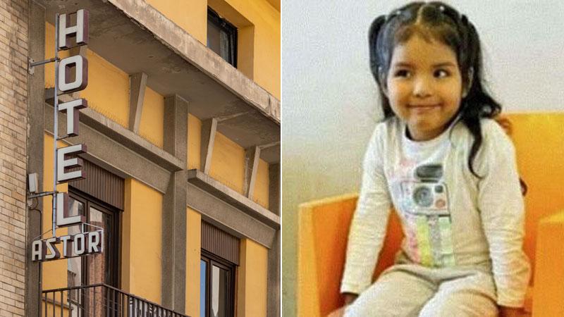 A sinistra, l’ex hotel Astor, a destra la piccola Kataleya Alvarez