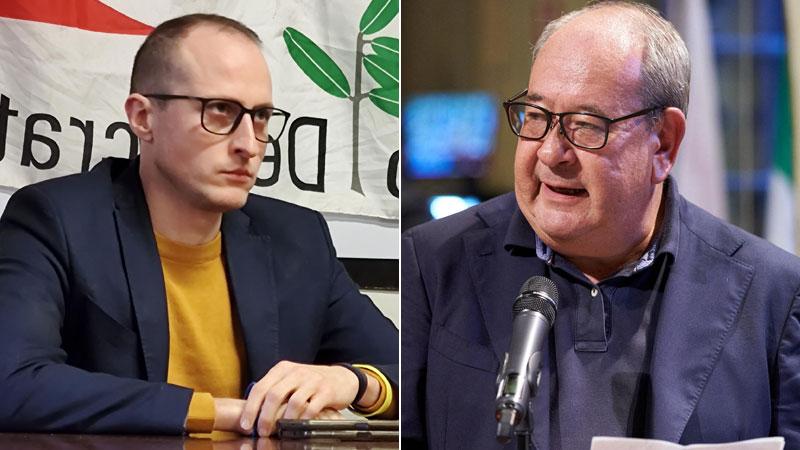 Il segretario provinciale del Pd Marco Biagioni e il commissario dell’Agcom Antonello Giacomelli