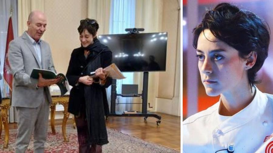 
	Eleonora Riso insieme al sindaco di Livorno e a destra nella finale di Masterchef

