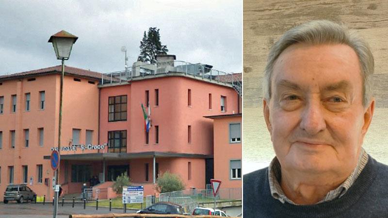 Il Santa Croce di Castelnuovo. A destra Raffaello Marcalli, il 75nne per la cui morte sono indagati 13 medici