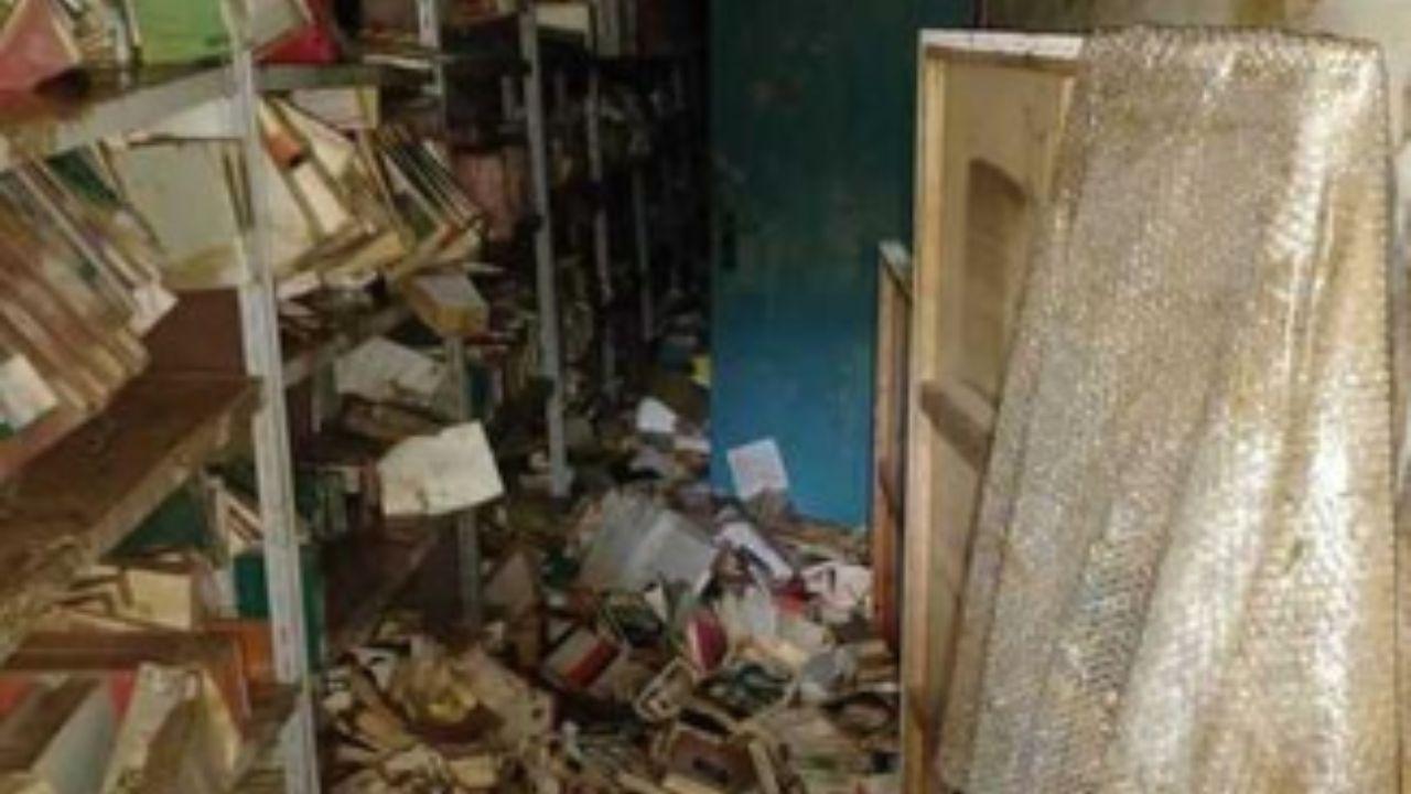 La biblioteca di Quarrata devastata dopo l'alluvione