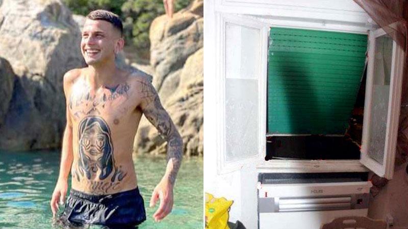 Denny Magina e la finestra della camera al quarto piano di via Bruno dalla quale è precipitato