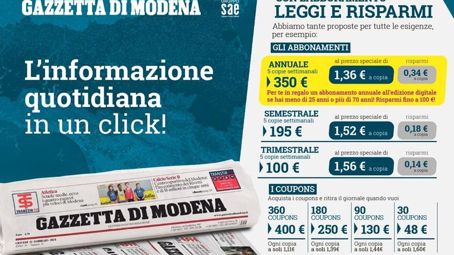 Abbonamenti e coupon, leggere la Gazzetta di Modena conviene: le nuove offerte per risparmiare