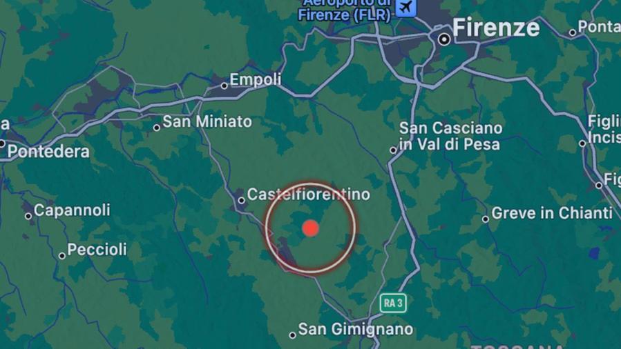 Cerchiata la zona dell'epicentro