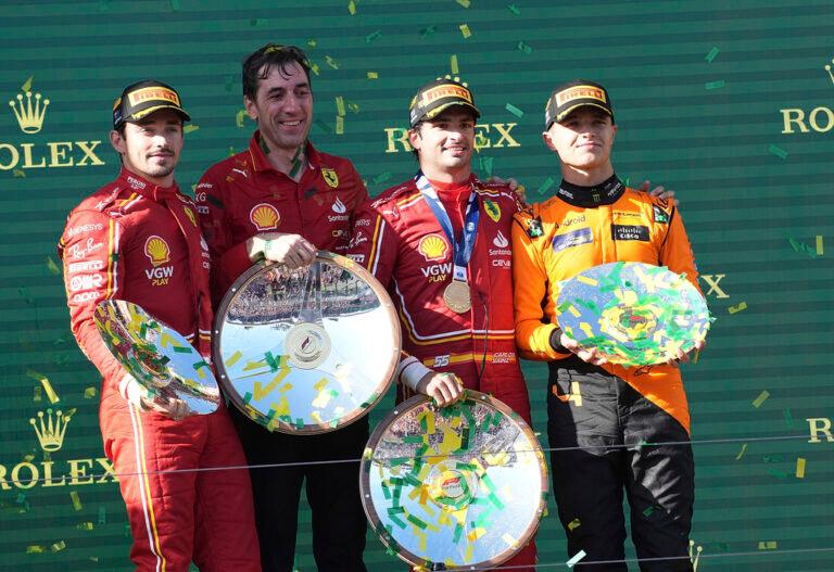 Gp Australia, doppietta Ferrari: Sainz vince davanti a Leclerc