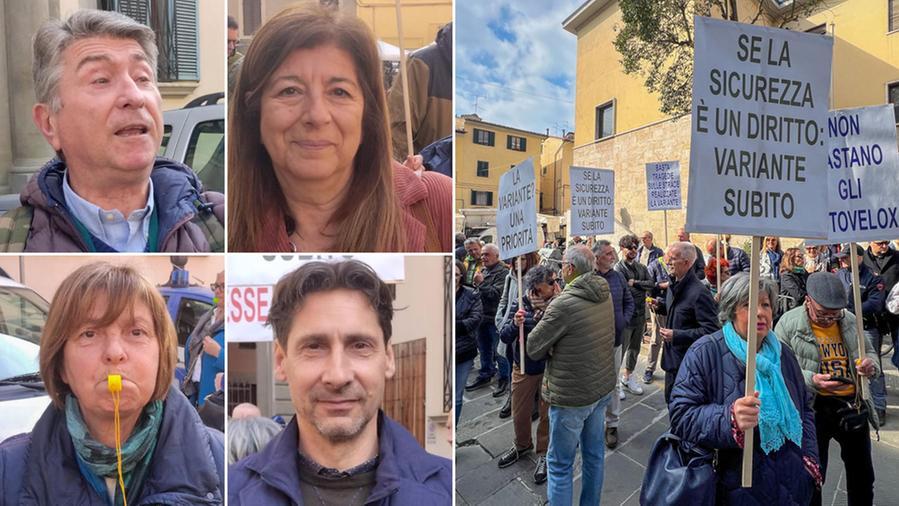 
	In alto Stefano Boni e&nbsp;Cinzia Grazzini, in basso Alessio Nerozzi e&nbsp;Isabella Giani, a destra la protesta in piazza

