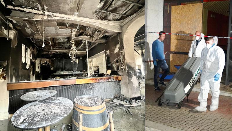 L'interno del Principe al Kursaal distrutto dall’incendio di sabato mattina e il cadavere del 26enne egiziano assassinato un mese fa all’ex hotel Impero di viale Bicchierai (foto Nucci)