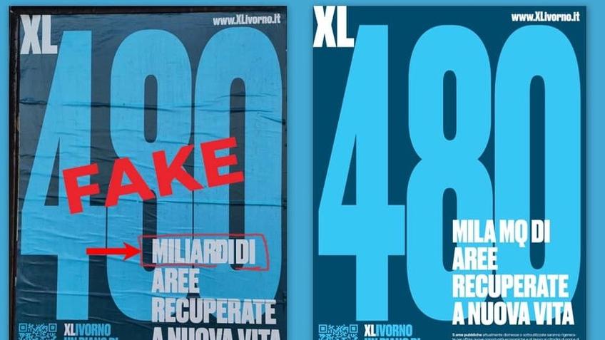 Livorno, ritoccati i manifesti sui risultati della giunta: scontro tra il volto dei comitati e l’assessore<br>