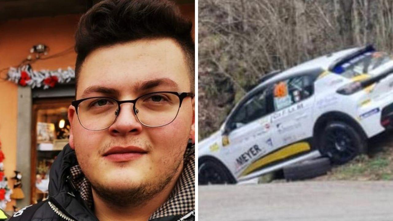 A sinistra Alessandro Valletta, a destra l'auto con a terra la ruota della tragedia