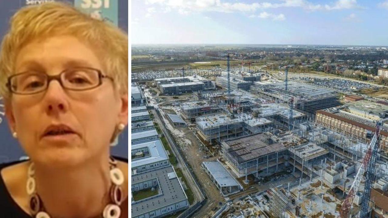 La direttrice dell'Aoup e il cantiere a Cisanello