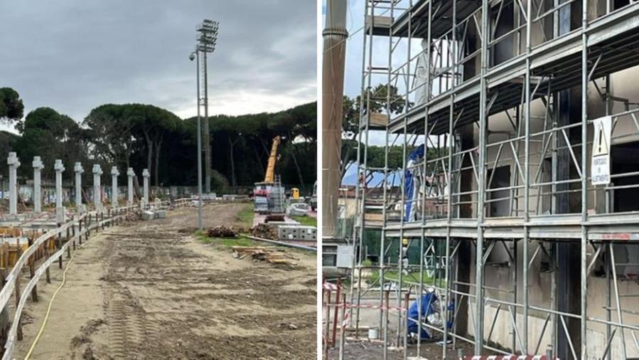 I lavori allo stadio dei Pini