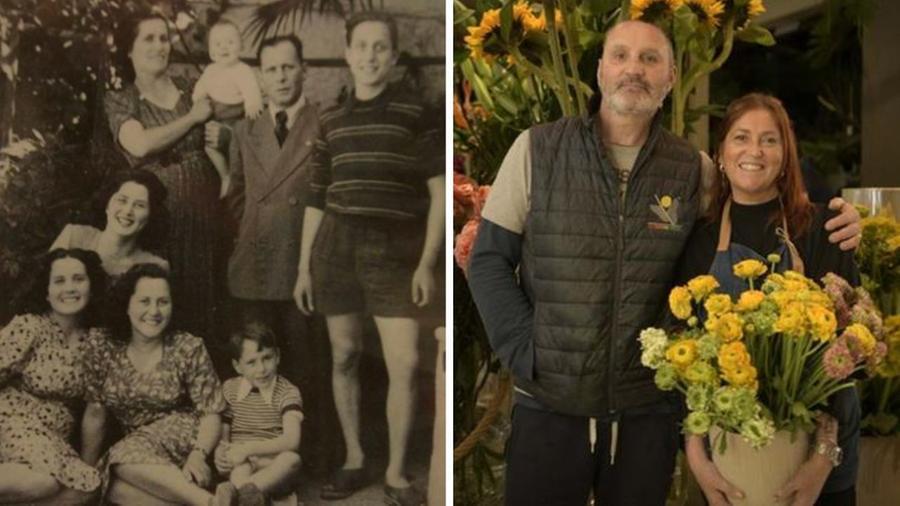 A sinistra i Vecoli negli anni ’40: Giannino circondato dai familiari (Roberto è il più piccolo in braccio alla mamma Virginia); a destra Giovanni e Michela, i due fratelli che mandano avanti il negozio