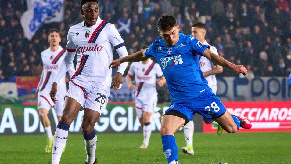 Cambiaghi in azione nella sfida casalinga contro il Bologna: l’attaccante dell’Empoli è ancora alla ricerca del primo gol in stagione