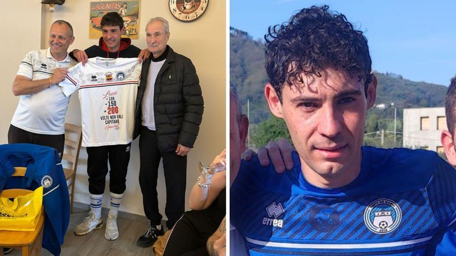 
	A sinistra Gianmarco Lossi premiato da Albertosi, a destra dopo la partita

