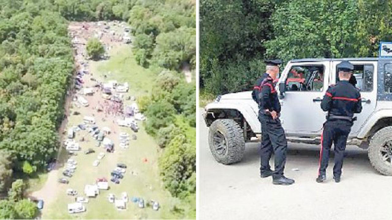Una veduta aerea della zona e i controlli dei carabinieri