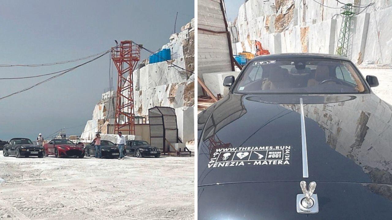 Auto di lusso alle cave di Carrara