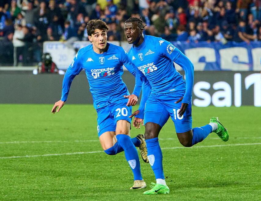 L’esultanza di Niang e Cancellieri dopo la rete del 3-2 che è valsa la vittoria contro il Torino nell’ultima giornata