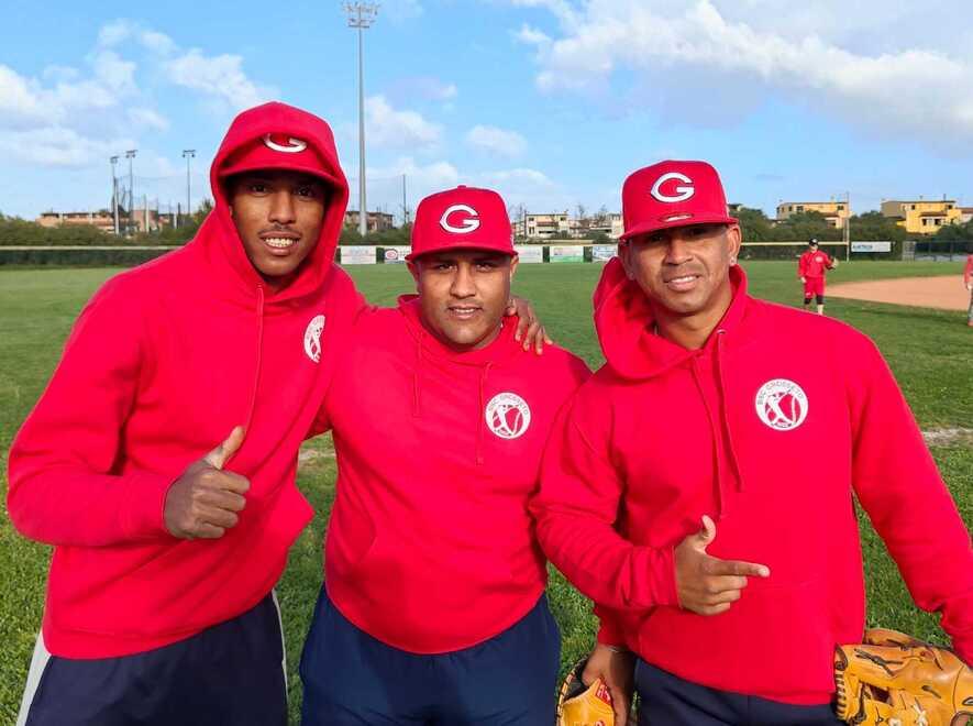 Da sinistra verso destra: Barreto, Rodriguez e Alomà, i tre nuovi acquisti del Bsc Grosseto per la nuova stagione