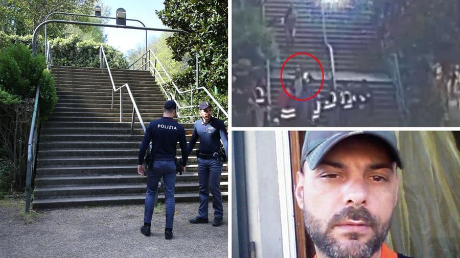 
	La scalinata, in alto il pugno mortale e sotto la vittima

