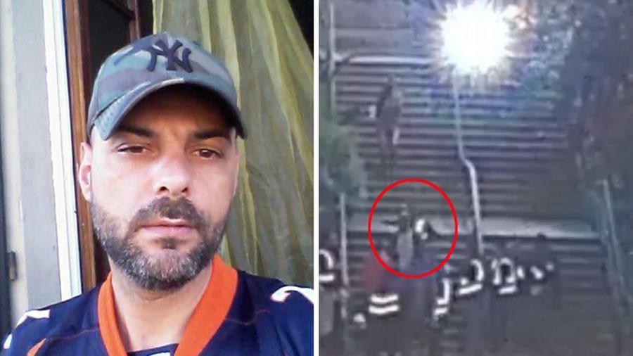 
	La vittima, Antonio Morra, e un fermo immagine del video che mostra il pugno

