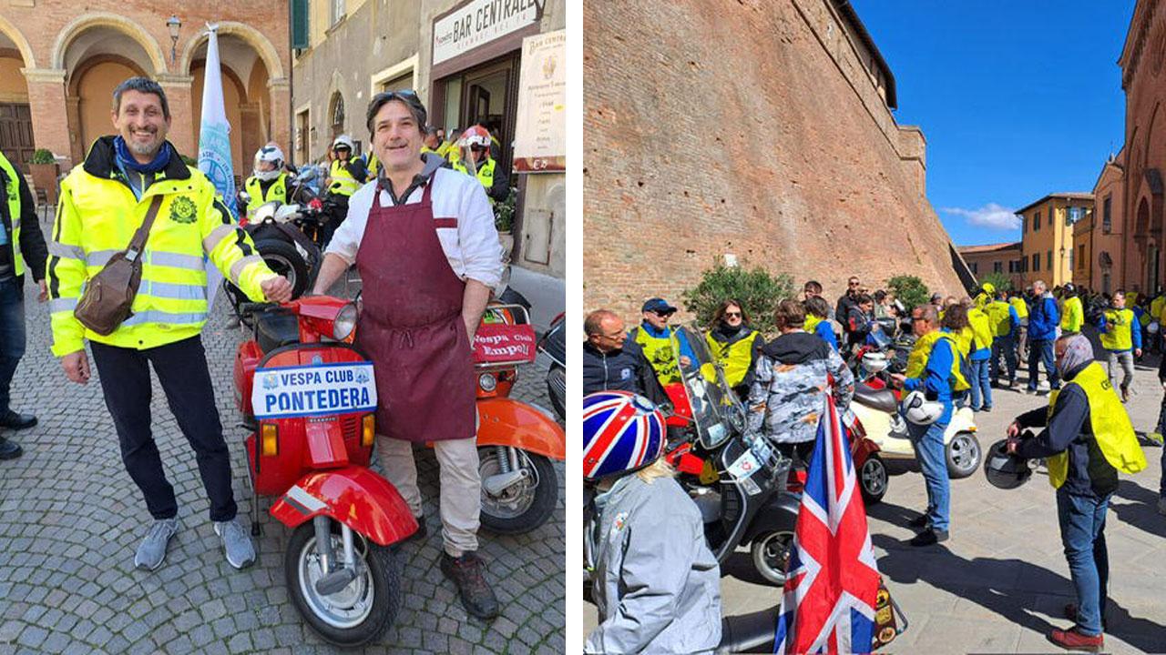 Alcune tappe di uno dei numerosi tour organizzati per il raduno mondiale in provincia di Pisa