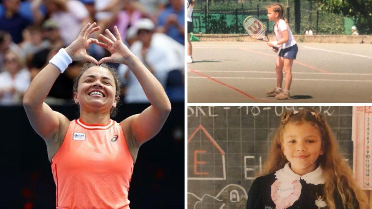 
	Jasmine Paolini in campo e in due foto da bambina

