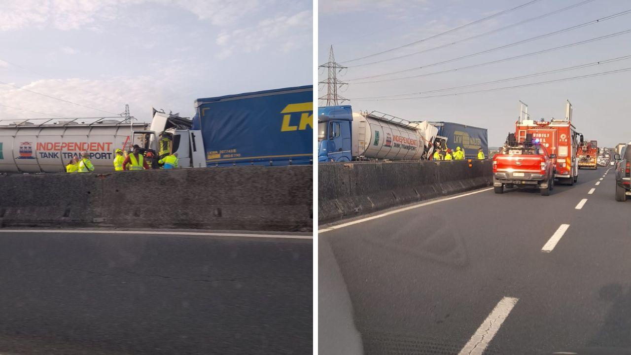 
	Lo schianto tra i due mezzi pesanti

