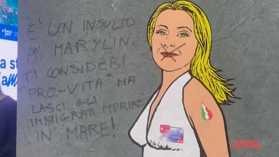 <p>Milano, vandalizzato il murale della premier Meloni in versione Monroe</p>