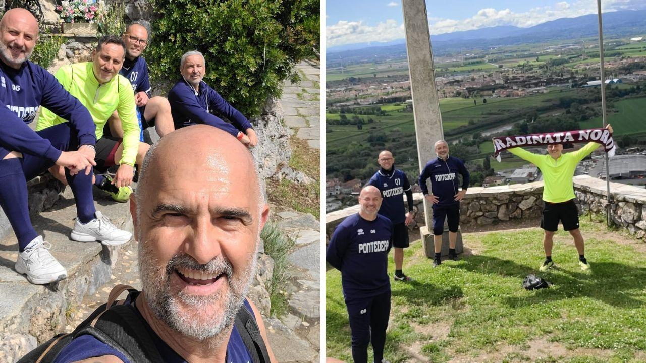 
	A sinistra il selfie di mister Max Canzi, a destra il vice Zini con la sciarpa della Gradinata Nord

