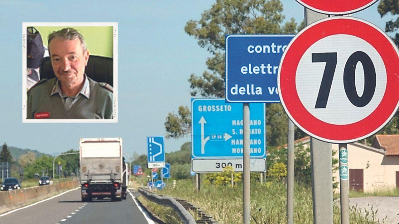 Il tratto in cui è scattata la multa e il comandante Pacini