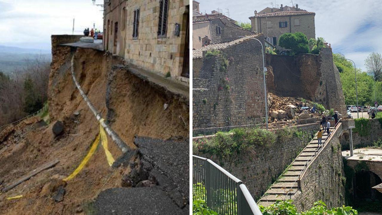 
	A sinistra il crollo del 2014, a destra quello di domenica 5 maggio 2024


