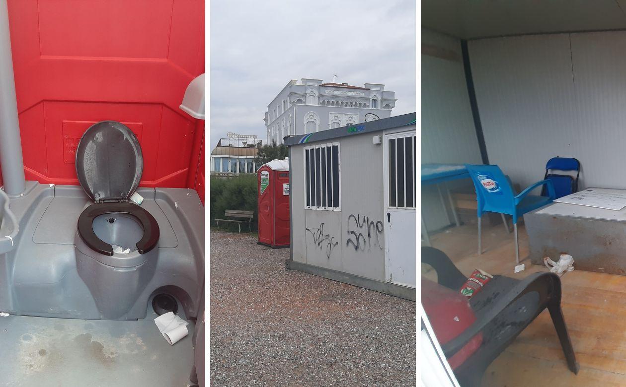 Livorno, gli incivili vandalizzano e usano il bagno chimico lungo la passeggiata