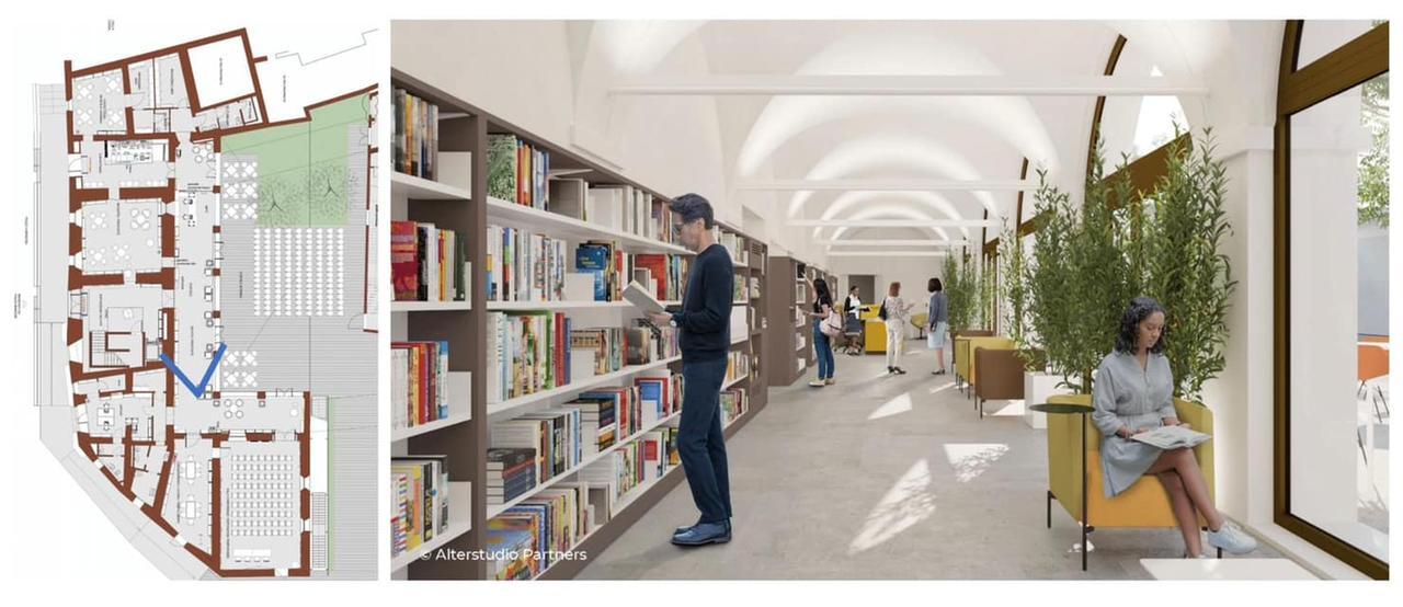 
	Uno dei rendering del progetto dell&rsquo;Officina culturale falesia

