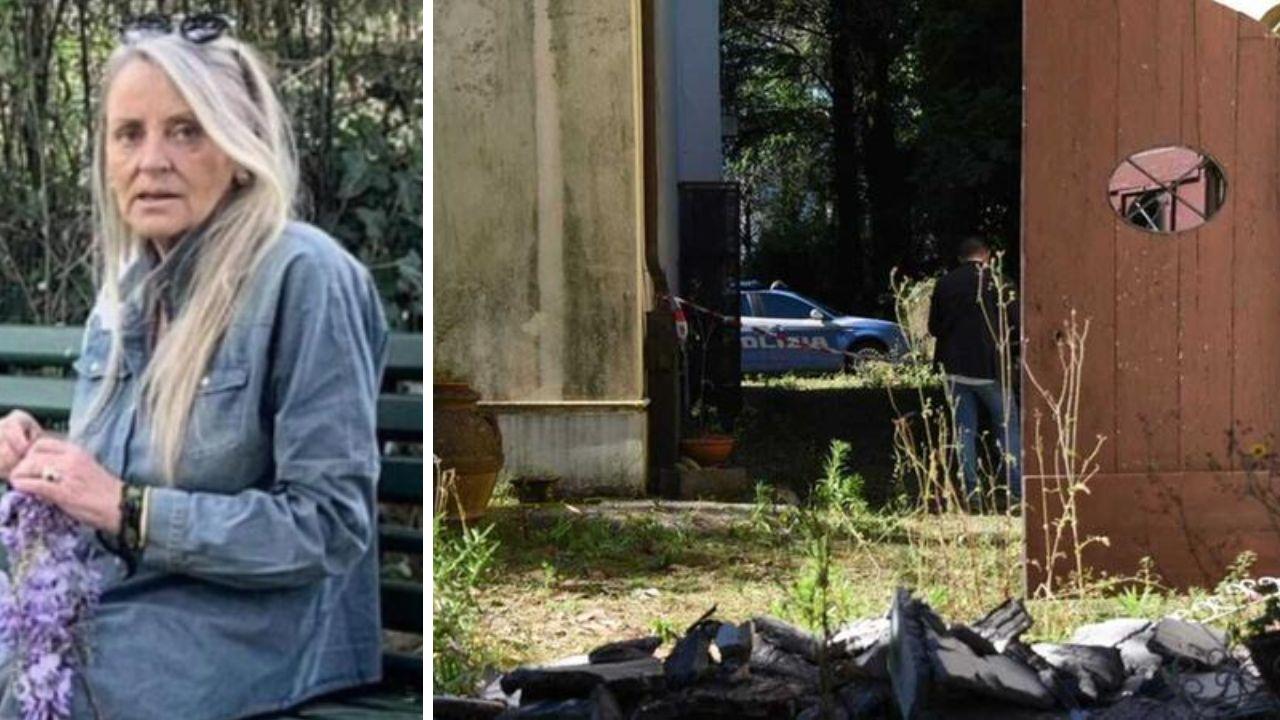 La 63enne vittima della tragedia e la polizia sul luogo dell'incendio (Foto Sernacchioli)