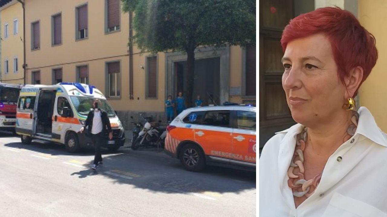 
	I soccorsi davanti alla scuola Pacini e la preside Marzia Andreoni

