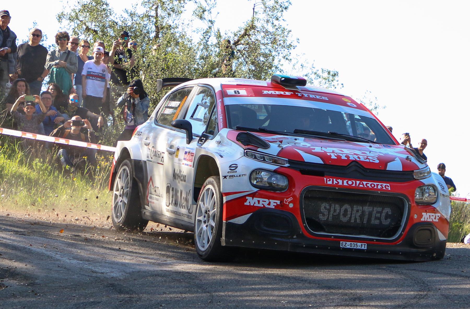 Il pilota abetonese Federico Gasperetti con la Citroen C3 Rally2