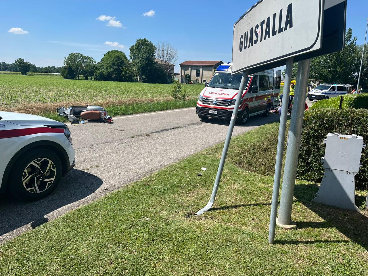Guastalla: in scooter contro un cartello stradale, 48enne ferito in modo serio