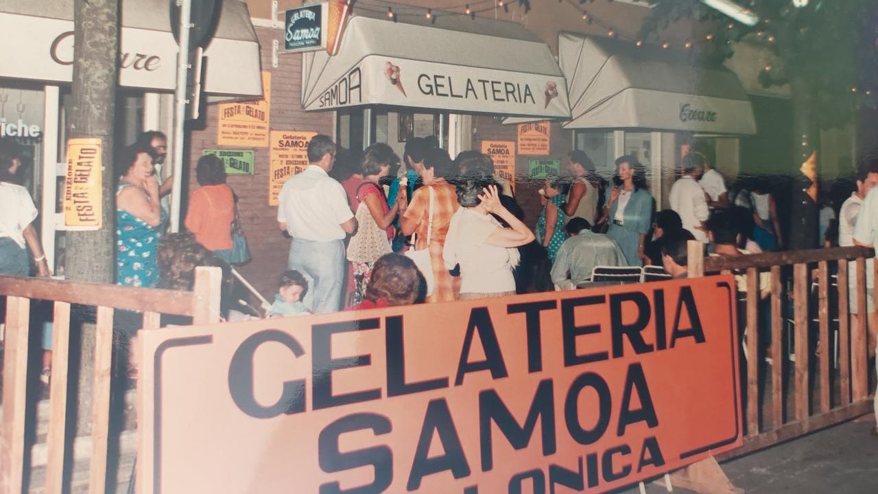 Una delle prime iconiche “Feste del gelato” alla fine degli anni Ottanta