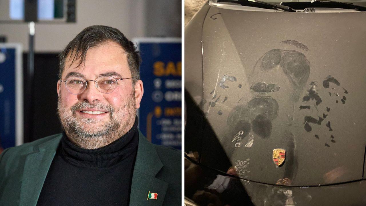 Campinoti e l'auto danneggiata