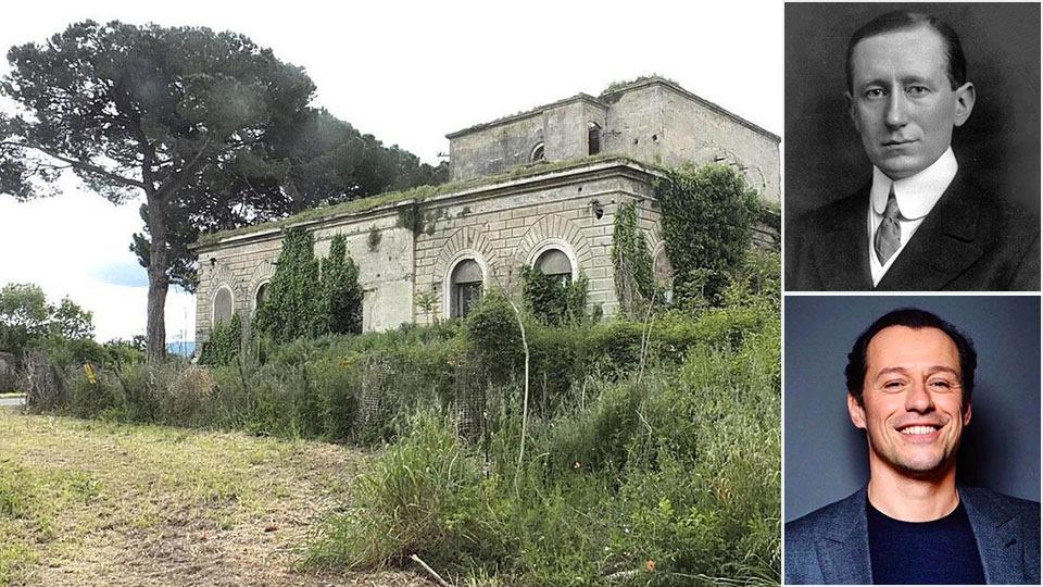 
	L'attore Stefano Accorsi,&nbsp;Guglielmo Marconi e a sinistra una parte dall'area della Stazione a Coltano (in foto Fabio Muzzi)

