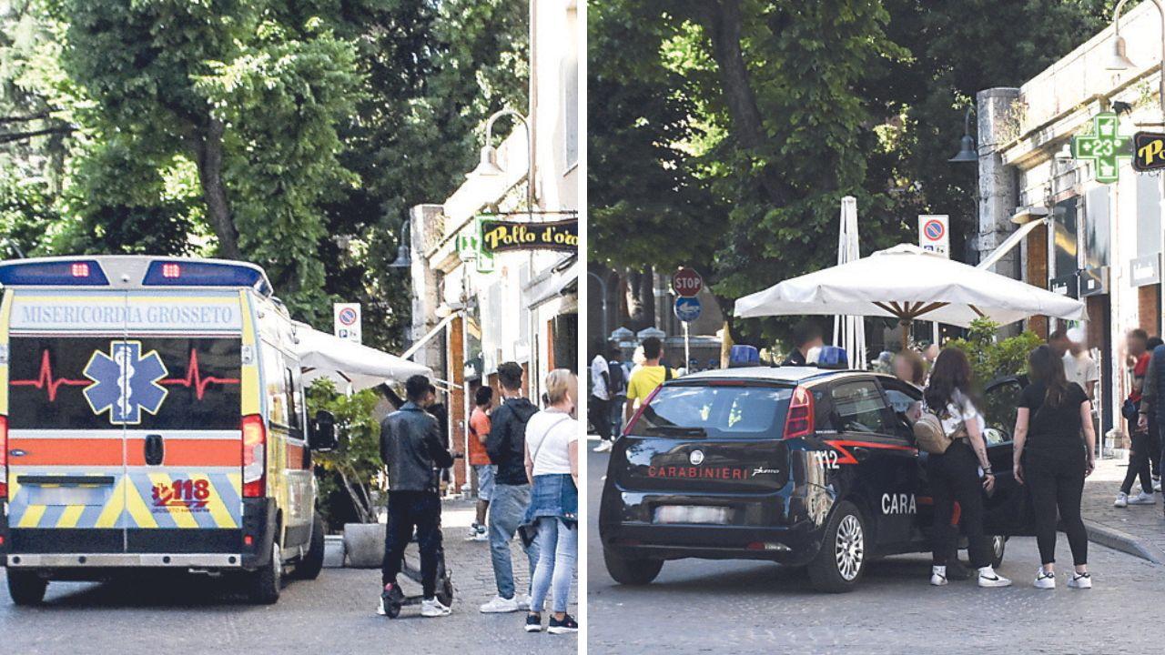 Soccorritori e forze dell'ordine sul luogo dell'accoltellamento (Foto AgenziaBF)